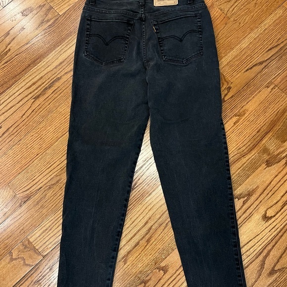 Levi’s 15921 size 14 black W/PL 423 jeans slim fit tapered legs red bat wing - Picture 3 of 12